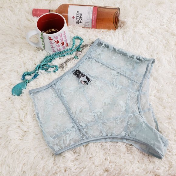 Victoria's Secret Other - VS Blue Lace High Waist Side Zipper CHEEKY Large